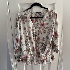 Allan Surplice Tie Sleeve High Low Blouse